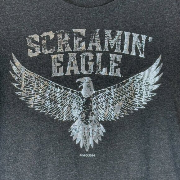 Harley-Davidson Screamin Eagle T-Shirt Womens Sz M Black/Silver Cap Sleeve Tee - Picture 4 of 8